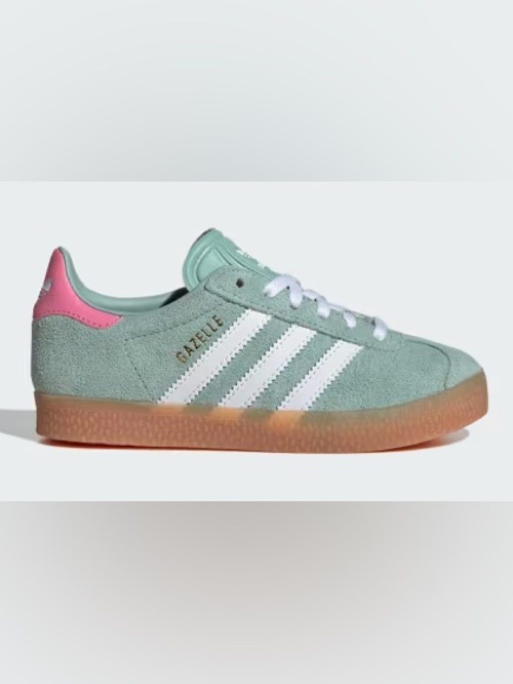 Adidas GAZELLE SHOES KIDS Green/ Pink Color Size 2.5